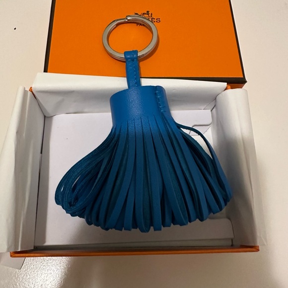 Hermès Blue Leather Tassel Keychain - Picture 3 of 9